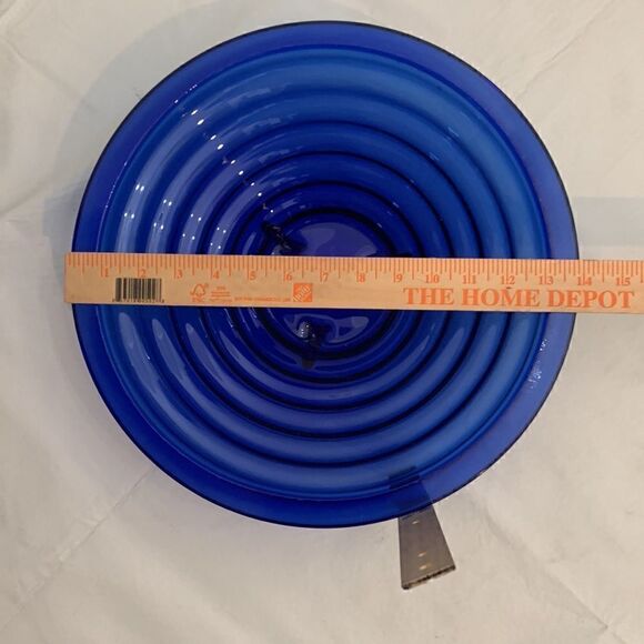 Cobalt Blue Handcrafted Spain Tiered 14 In Round 4 1/2 In Tall Serving Bowl - Picture 6 of 7